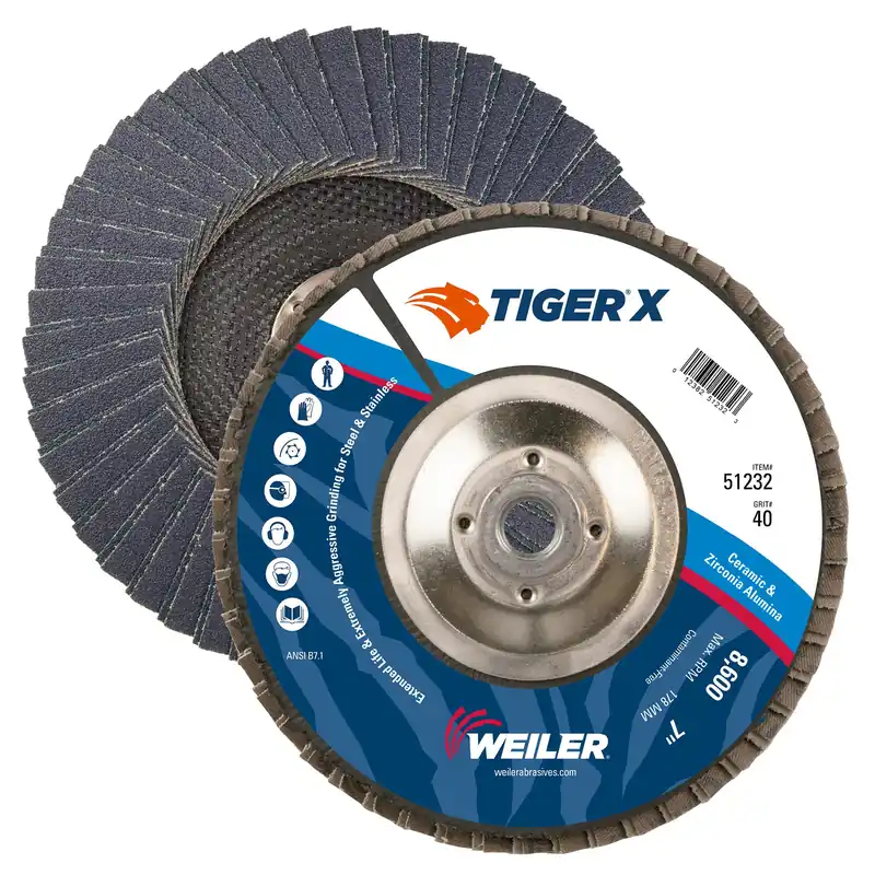 Weiler 51232 Tiger X Flap Disc 7 in 40 Grit 5/8-11 UNC