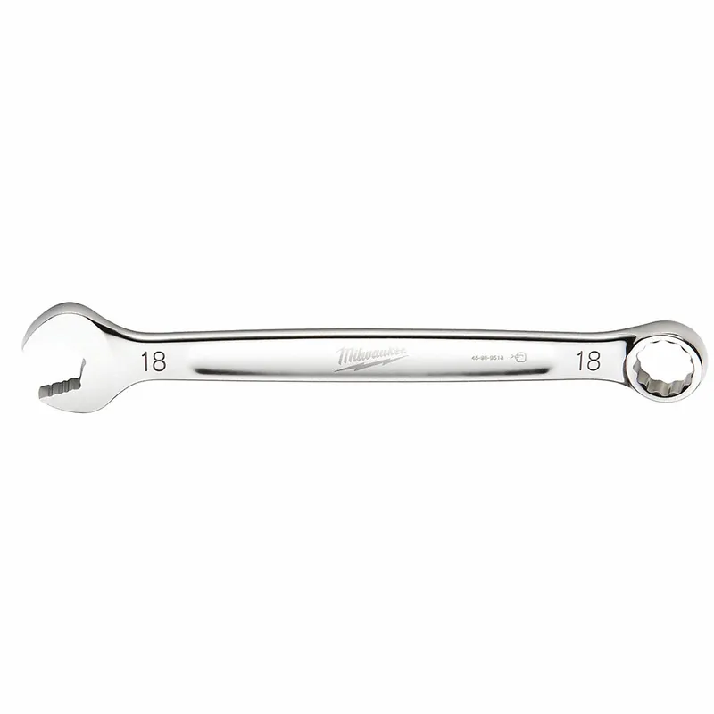 Milwaukee 45-96-9518 Standard Length Combination Wrench, 18 mm Wrench, 12 Points, 15 deg Offset, 234.95 mm OAL