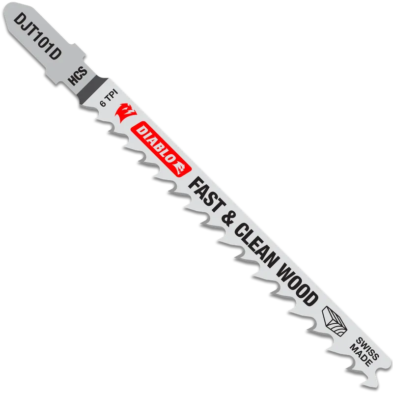 Diablo DJT101D5 4 in. 6 TPI High Carbon Steel T-Shank Jig Saw Blades for Fast Cuts in Clean Wood (5-Pack)