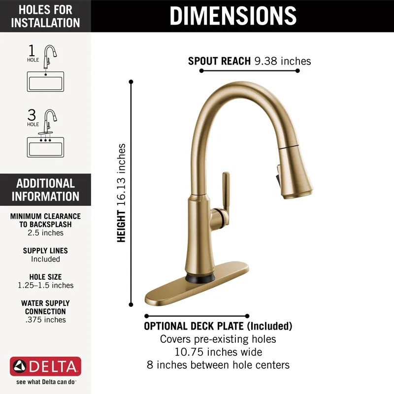 Delta 9179TL-CZ-DST Coranto Touch 2 O Technology Kitchen Faucet with Touchless Technology 1.8 GPM