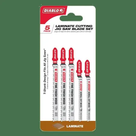 Diablo DJT505 5 pc Bi-Metal T-Shank Jig Saw Blade Set for Laminate Cutting (5-Piece)
