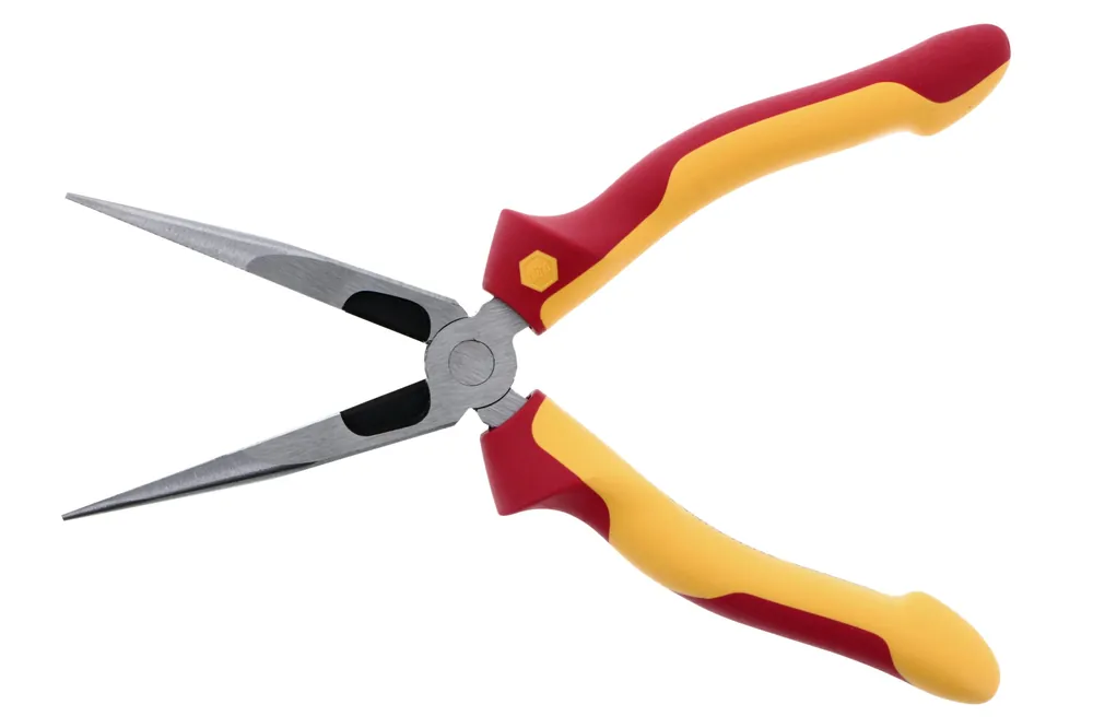 Wiha 32923 Insulated Long Nose Pliers with Cutter and Cushion Grip Handles, 8 inches Long