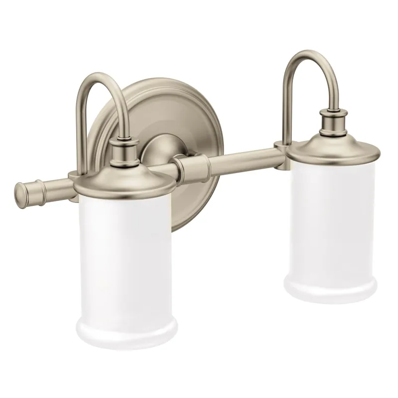 Moen YB6462BN Belfield 2-Light Up/Down Lighting Bathroom Vanity Light Fixture with Frosted Shades