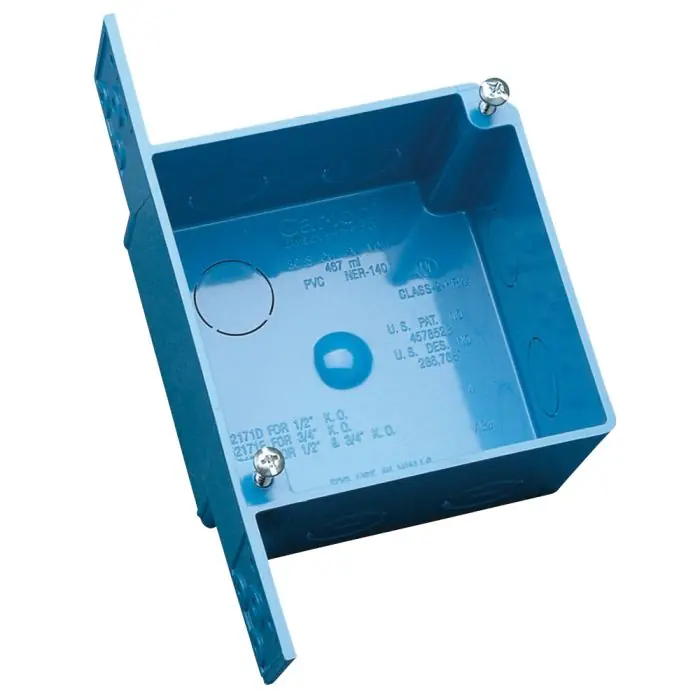 Abb Installation Products A52171E Carlon Box Out PVC 30.3cu-in 2 Gangs 7 Knockouts Sq Bl