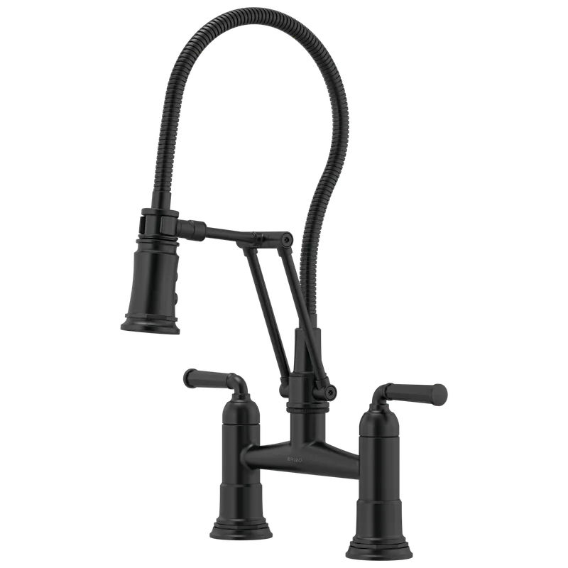 Brizo 62174LF-BL Rook Articulating Bridge Faucet with Finished Hose