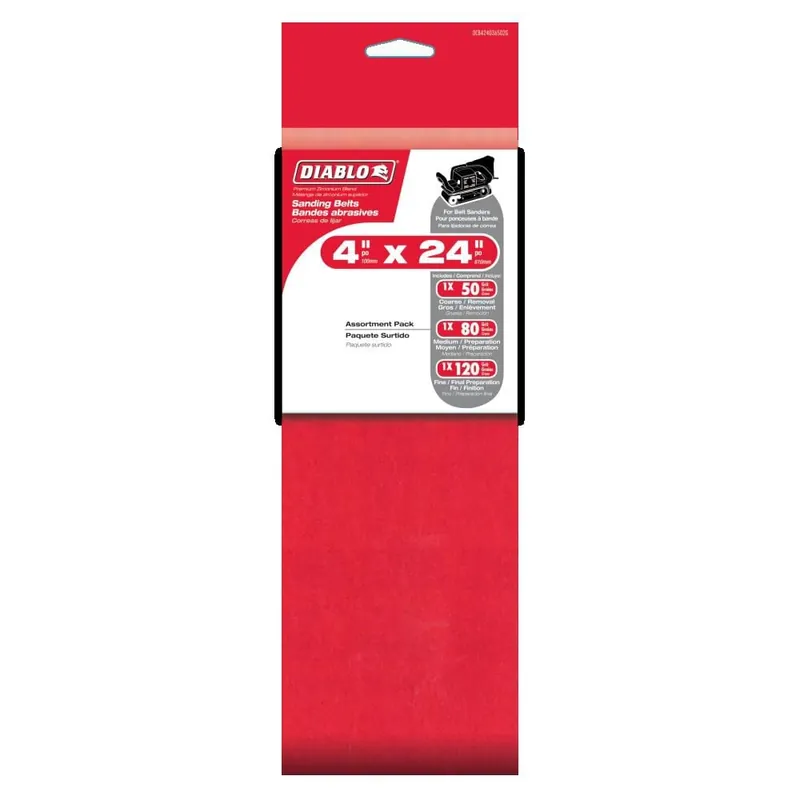 Diablo DCB424ASTS03G Assorted Belt Pack 4 in. x 24 in. (3-Piece)
