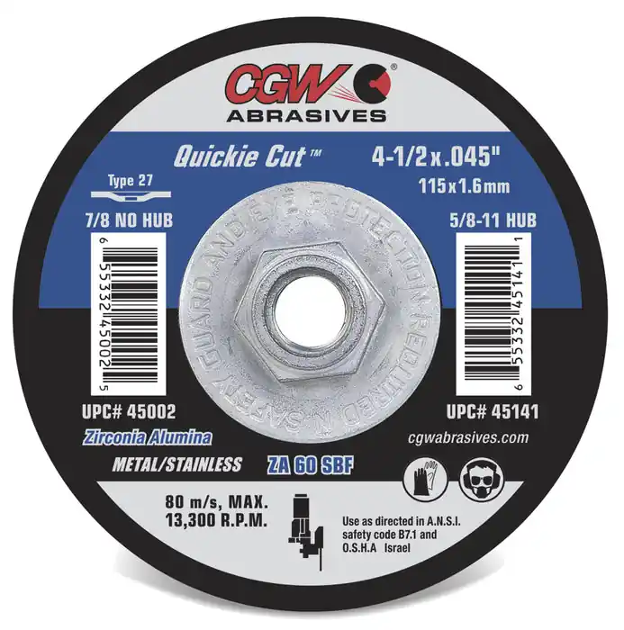Cgw Abrasives 45141 41/2x.045x5/8-11 T27 ZA60SBF