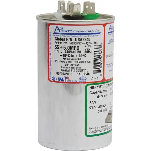 Global Source USA2240 Round 55/5 MFD 370/440 Volts Capacitor