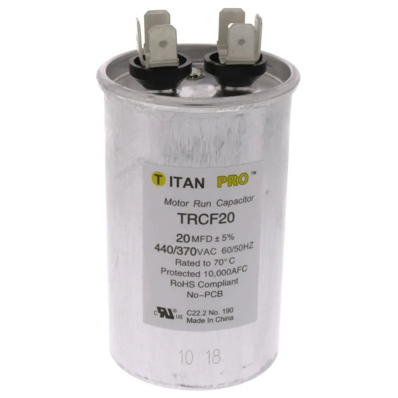 Titan Pro TRCF20 Round Motor Run Capacitor 20 Microfarad 440/370V