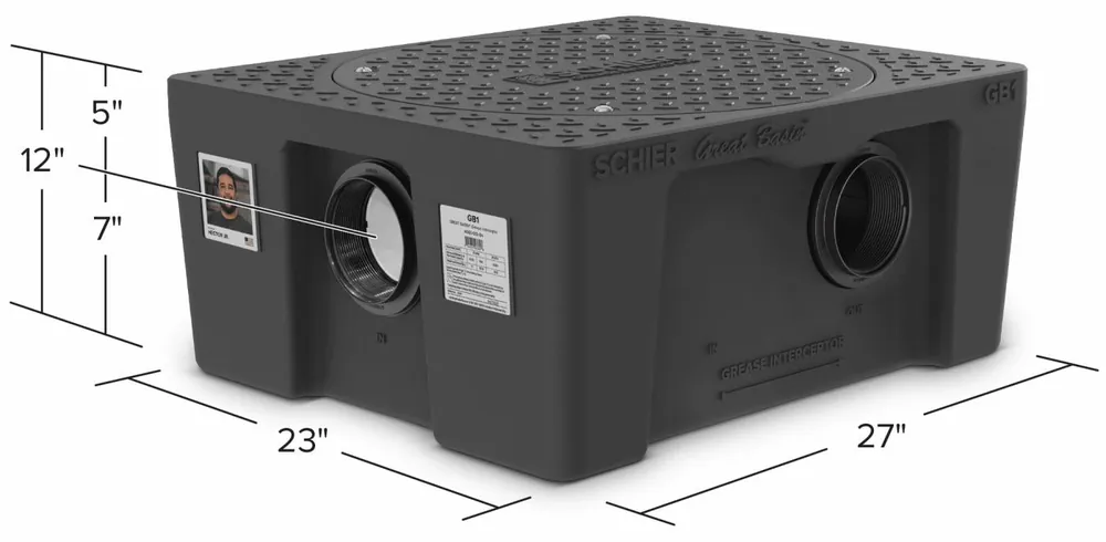 Schier Products 4060-001-05 Gb1 Grease Interceptor Indoor 25 gpm 70 lbs Capacity 27 in x 23 in x 12 in