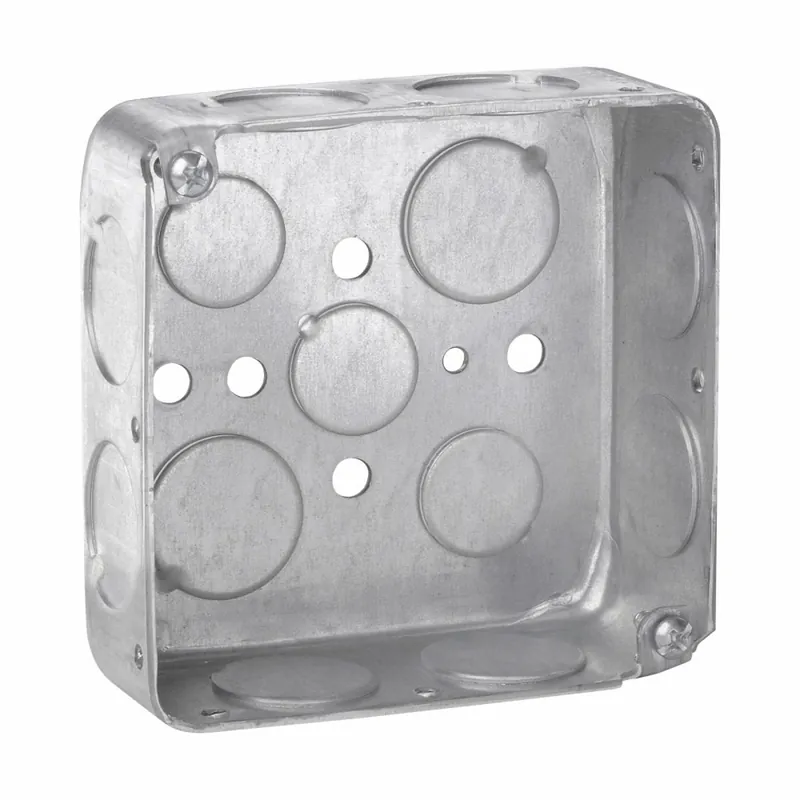Eaton TP412 Crouse-Hinds series Square Outlet Box (3) 1/2 inches, (2) 3/4 inches, 4 inches