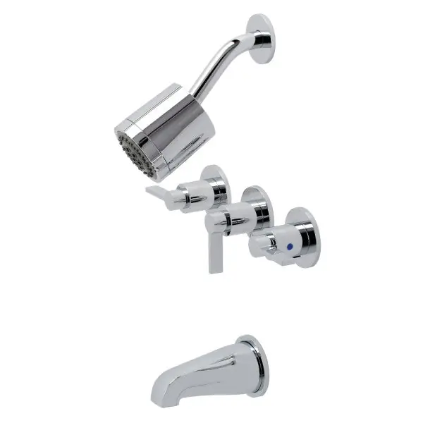 Kingston Brass KBX8131NDL Sona NuvoFusion Triple-Handle Tub and Shower Faucet