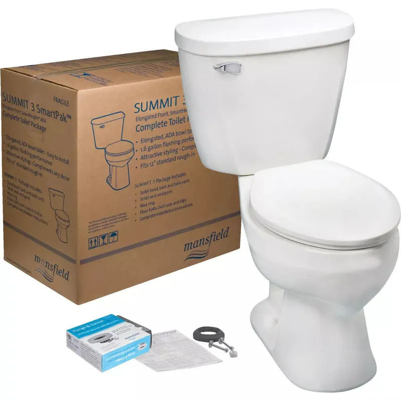 Mansfield Mansfield 4385CTK Summit SmartHeight White Elongated Bowl 1.28 GPF Complete Toilet