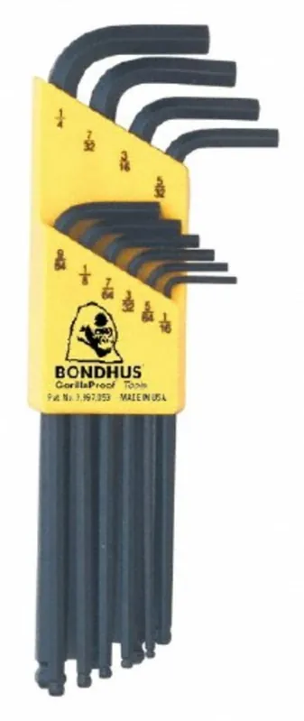 Bondhus 10938 Set 10 Ball End L-Wrenches 1/16-1/4 inches