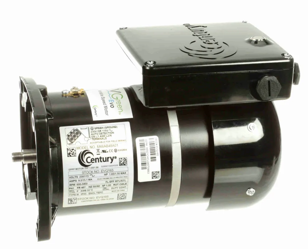 Regal Beloit EVQ225 Century Electric VGREEN EVO Variable Speed Pool Pump Motor 2.25 HP 48Y Frame Square Flange
