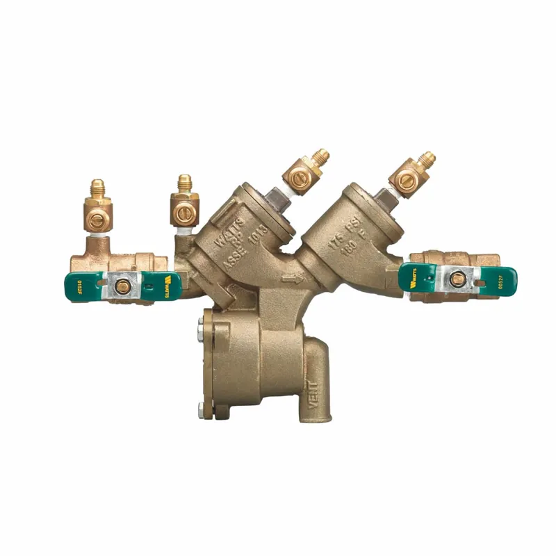 Watts 0065374 1 1/4 inches Lead Free Reduced Pressure Zone Backflow Preventer Assembly, Quarter Turn Ball Valves, Lever Handle