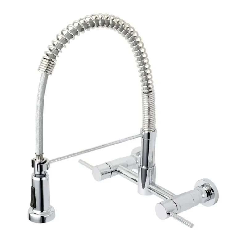Kingston Brass GS8181DL Concord Double-Handle 2-Hole Wall-Mount Pre-Rinse Bridge Kitchen Faucet
