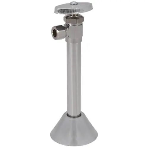 Brasscraft CS40 C 1/2 inches Nom. Sweat x 3/8 inches O.D. Compr. Angle Stop Valve w/ 5 inches Sweat Extension & Bell Escutcheon