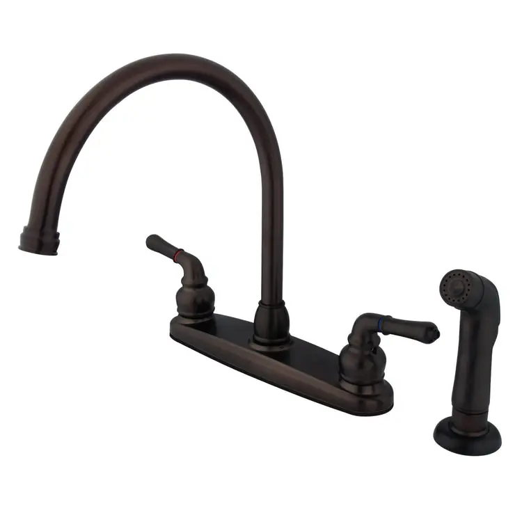 Kingston Brass KB795SP Tulare Two-Handle 4-Hole 8 inches Centerset Kitchen Faucet with Side Sprayer