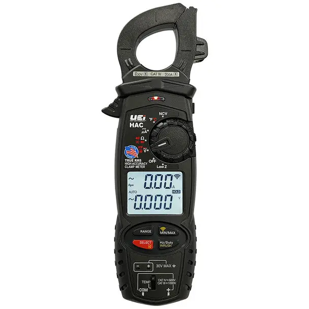Uei HAC True RMS High Accuracy Clamp Meter with Power Factor, Wattage, and 200A Low-Amp Measurement