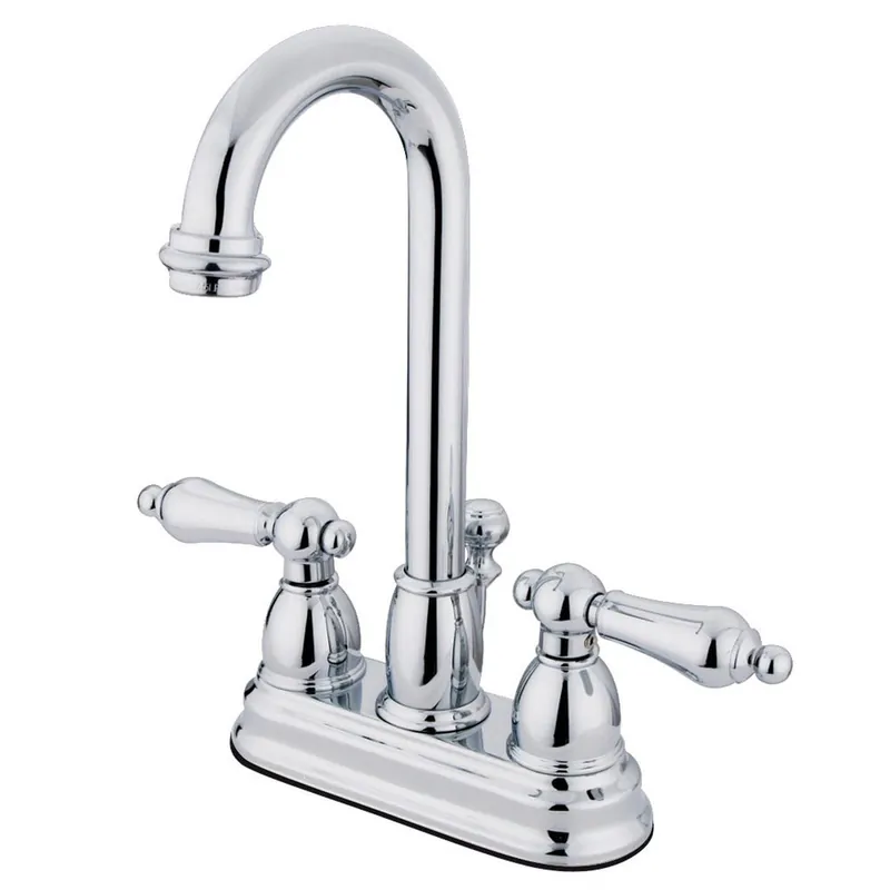 Kingston Brass KB3618AX Heirloom Restoration Double-Handle 3-Hole Deck Mount 4-Inch Centerset Bathroom Faucet with Pop-Up Drain