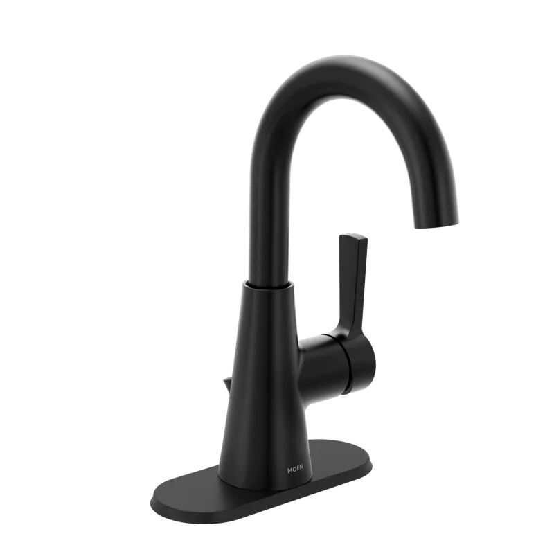 Moen 64430BL Jase Matte Black One-Handle High Arc Bathroom Faucet
