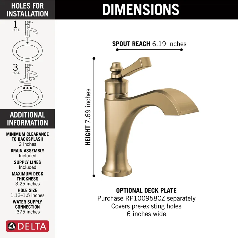 Delta 556-CZLPU-DST Dorval Single Handle Bathroom Faucet
