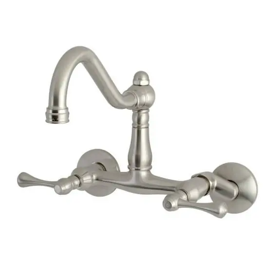 Kingston Brass KS3228BL Double Handle Wall Mount Kitchen Faucet