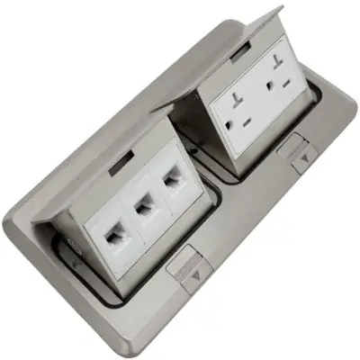 ORBIT INDUSTRIES FLBPU-DL-C-SS Flr Box Pop-Up Cover Only W/Duplex Rcpt(T.R.)&(Rj45) S.Steel