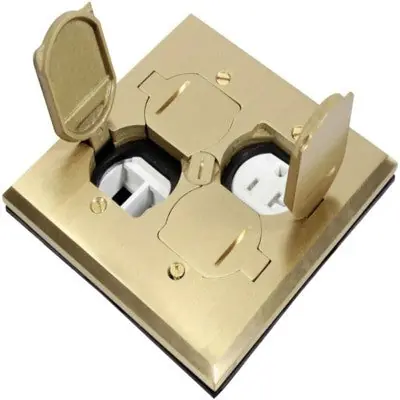 Orbit Industries FLB-DL-C-BR Flr Box Flip Type Square Plate With Receptacle and Cover Only