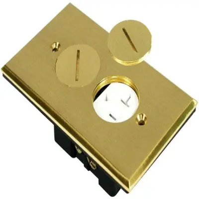 ORBIT INDUSTRIES FLB-R1G-C-BR Floor Box Round 1-G Cover Only W/ Duplex Recep(T.R.) Brass