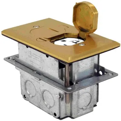 Orbit Industries FLB-D-BR Floor Box Flip Cover W/ Duplex Recep(T.R.) Adjust.Box Brass