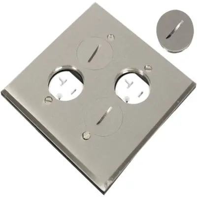 ORBIT INDUSTRIES FLB-R2G-DD-C-SS Flr Box Rnd Plug W/2-Rcpt. Cvr Only S. Steel