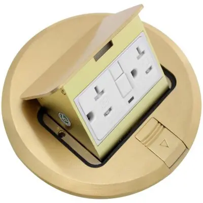 ORBIT INDUSTRIES FLBPU-G-R-C-BR Flr Box Pop-Up Rnd. W/ Cooper Gfci Recept. Cover Only, Brass