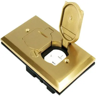 Orbit Industries FLB-D-C-BR Floor Box Flip Cover Only with Duplex Recep T.R. Brass