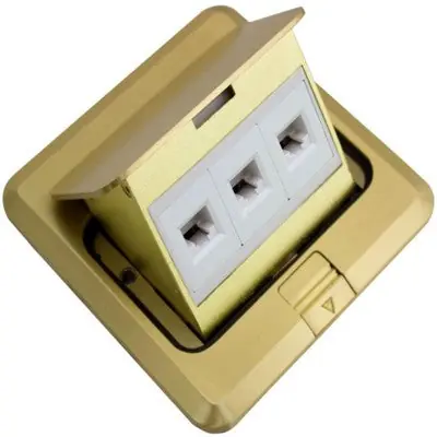 Orbit Industries FLBPU-L-S-C-BR Floor Box Square Pop-Up Cover Only With Low Voltage RJ45 Brass