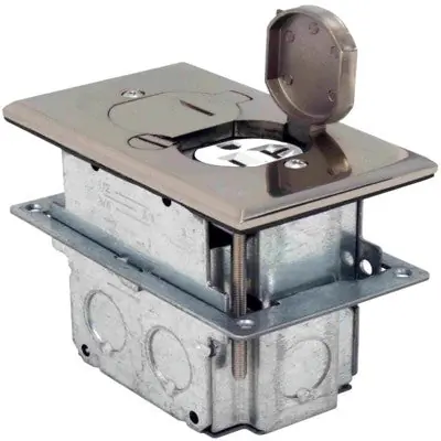 ORBIT INDUSTRIES FLB-D-SS Floor Box Flip Cover W/ Duplex Recep(T.R.), Adjust.Box,Ss