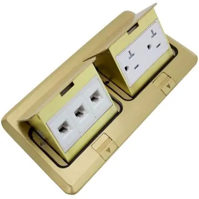 ORBIT INDUSTRIES FLBPU-DL-C-BR Flr Box Pop-Up Cover Only W/Duplex Recep(T.R.)&(Rj45),Brass