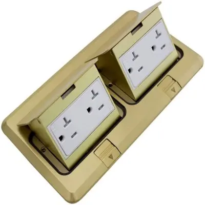 ORBIT INDUSTRIES FLBPU-DD-C-BR Flr Box Pop-Up Cover Only W/ 2-Duplex Recep (T.R.) Brass