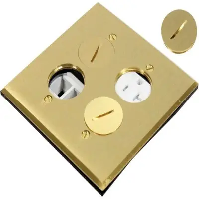 Orbit Industries FLB-R2G-DL-C-BR Flr Box Rnd Plug Sqr.Plt W/Rcpt T.R. & Kjh4P, Cvr Only, Br.