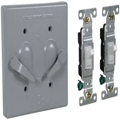 ORBIT INDUSTRIES 2CA-SW15 2-G Al. W/P Lever Switch Cover W/ Ts15 Device Mount Gray