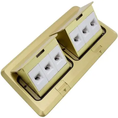 ORBIT INDUSTRIES FLBPU-LL-C-BR Flr Box Pop-Up Cover Only W/ 2-Low Voltage (Rj45) Brass