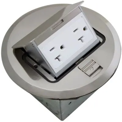 Orbit Industries FLBPU-D-R-SS Floor Box Pop-Up W/ Duplex Recep, Round Cover, Ss