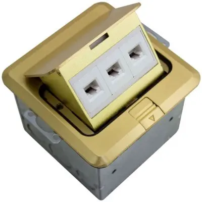 Orbit Industries FLBPU-L-S-BR Floor Box Pop-Up With Low Voltage RJ45 Square Cover Brass