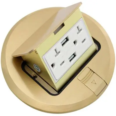 Orbit Industries FLBPU-DU-R-C-BR Flr Box Pop-Up Rnd. Rcpt(T.R.) Usb 5V 2.1A Cvr Only Br.