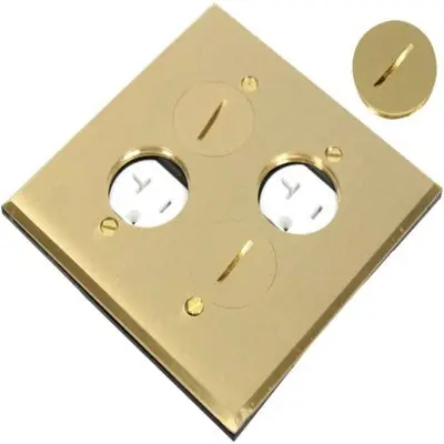 Orbit Industries FLB-R2G-DD-C-BR Flr Box Rnd Plug W/2-Recept. Cvr Only Brass