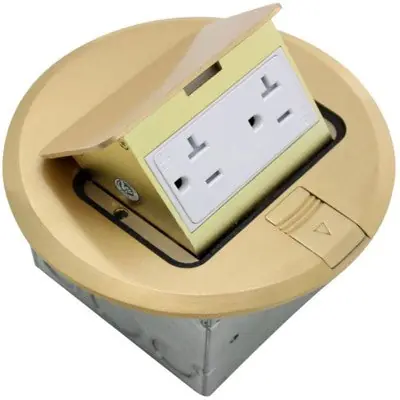 Orbit Industries FLBPU-D-R-BR Floor Box Pop-Up W/ Duplex Recep(T.R.) Round Cover Brass