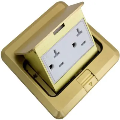 Orbit Industries FLBPU-D-S-C-BR Floor Box Square Pop-Up Cover Only W/Duplex Recep(T.R),Brass