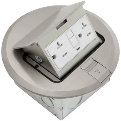 Orbit Industries FLBPU-G-R-SS Flr Box Pop-Up Round with Cooper GFCI Receptacle Stainless Steel