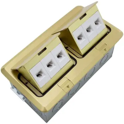 ORBIT INDUSTRIES FLBPU-LL-BR Floor Box Pop-Up W/ 2-Low Voltage (RJ45) Brass